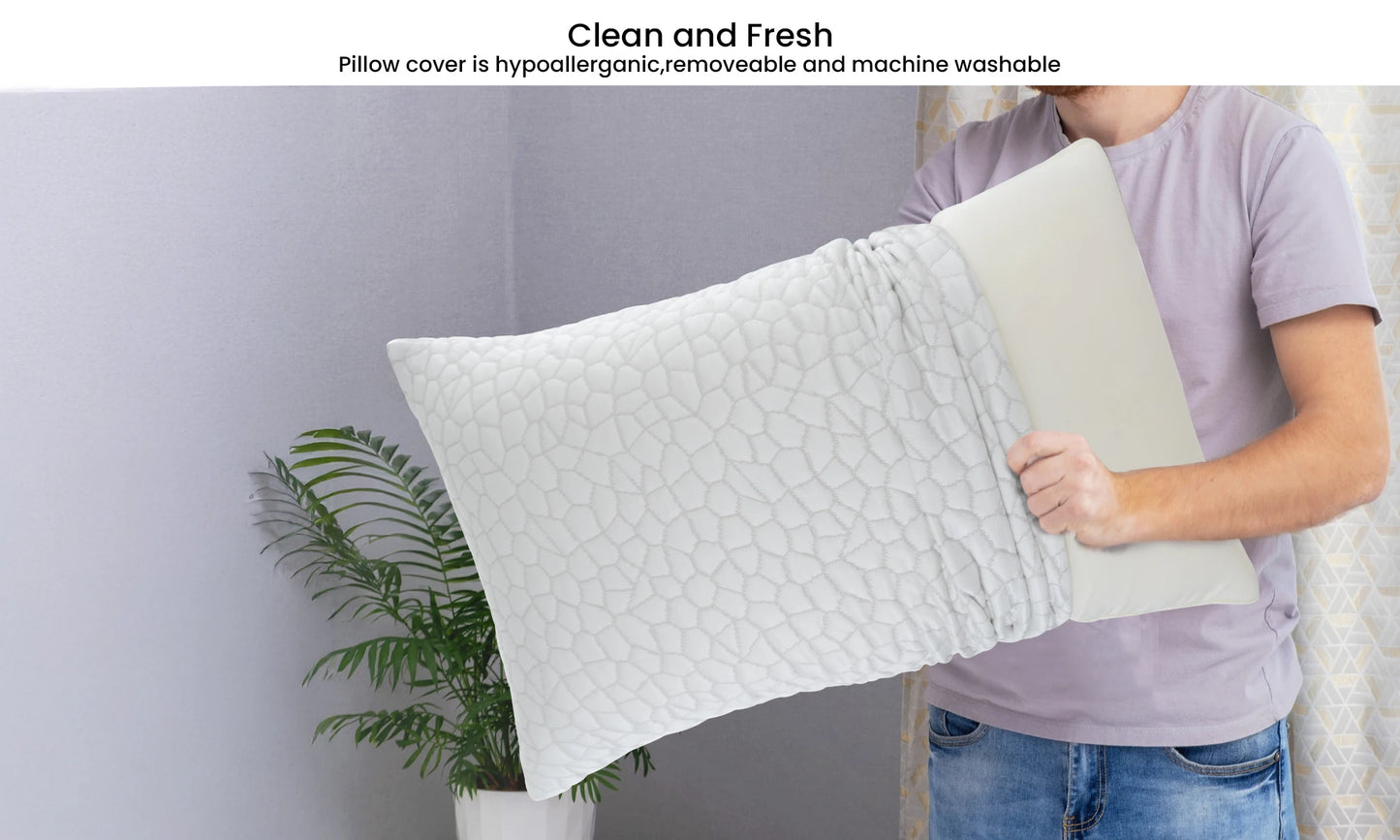 Lux Decor Memory Foam Pillows 2 Pack With Washable Cover