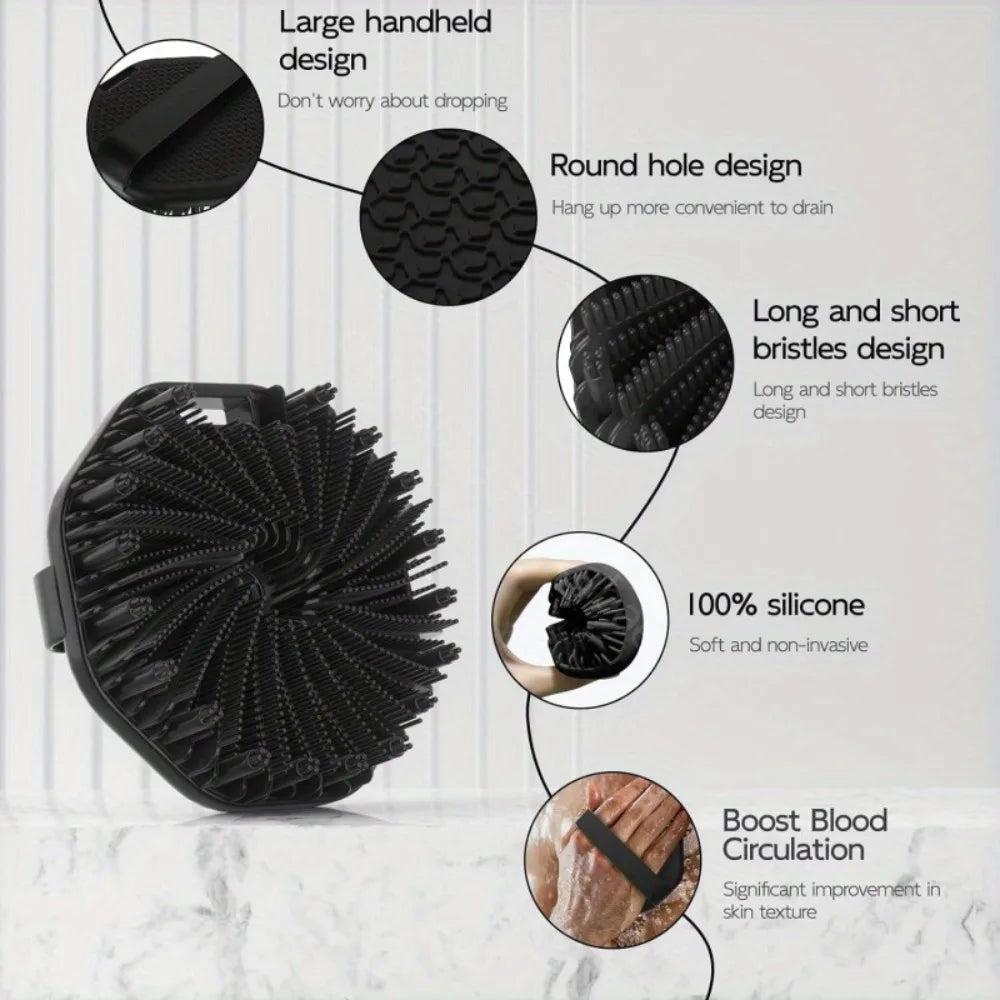 Silicone Bath Back Brush With Handle Exfoliating Scrubber