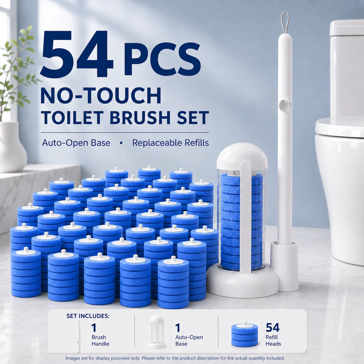 Joybos Touch Free Wall Mount Toilet Cleaning Wand With Pads
