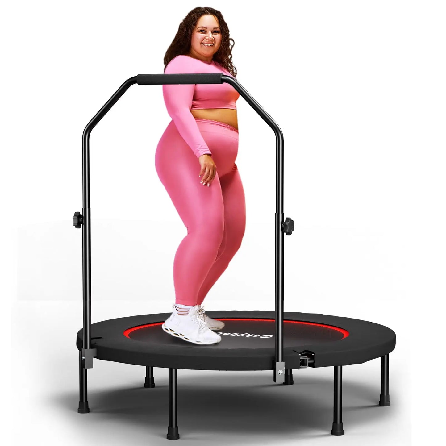 None Rebounder Trampoline Fitness Adjustable U Bar Handle 350 Lbs