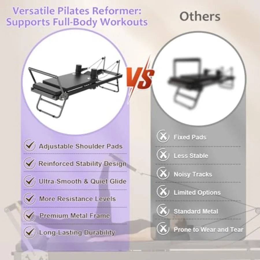 XMSJ Foldable Pilates Reformer for Home Gym Workouts