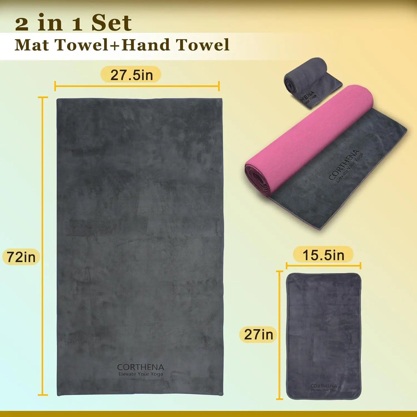 Extra Thick 600GSM Yoga Mat Towel Non Slip Sweat Absorbent