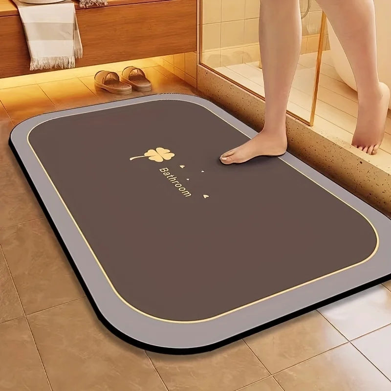 NONECN Diatomite Bath Mat Quick Dry Non Slip Water Absorbent