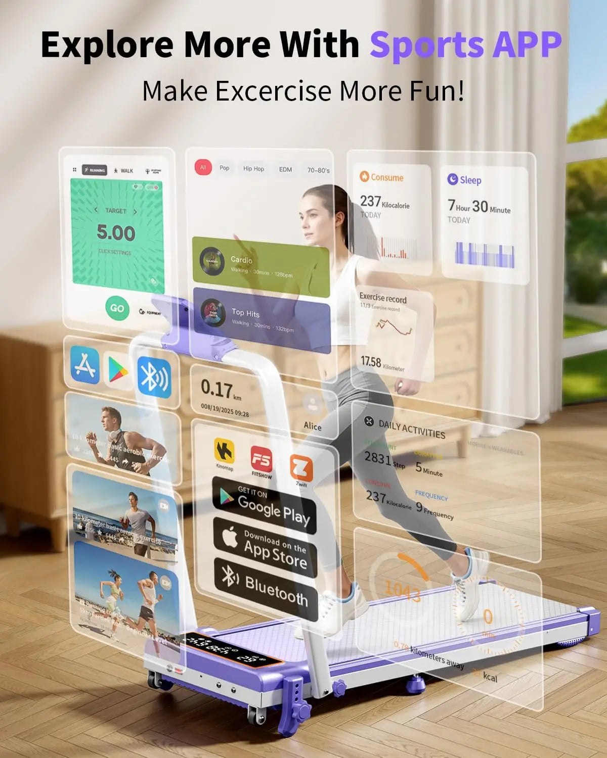 Folding Walking Pad With Incline And Dual Screen Display