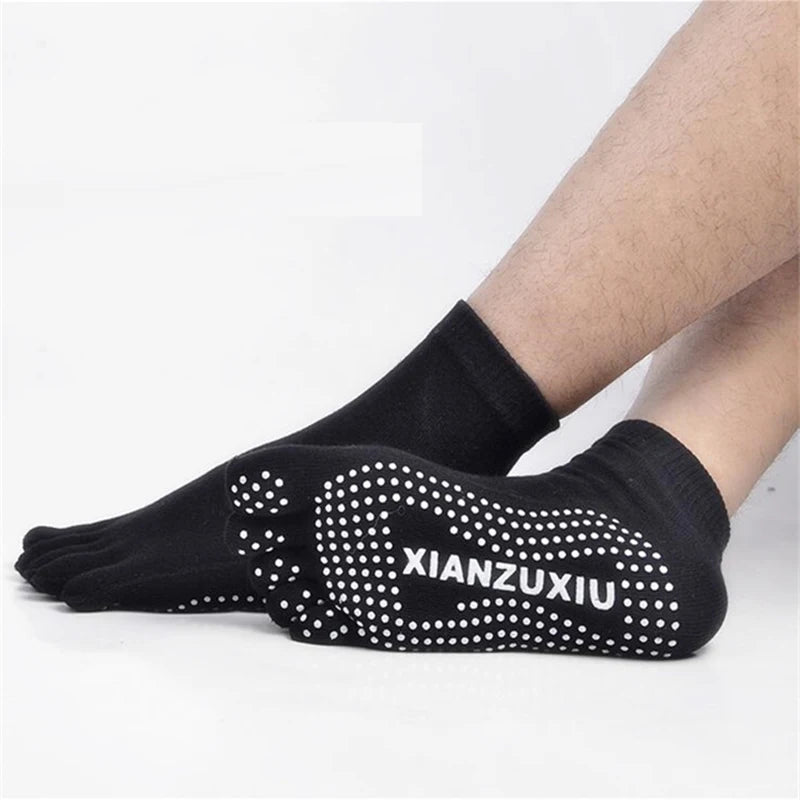 Athletic Five Toe Silicone Grip Pilates And Yoga Socks