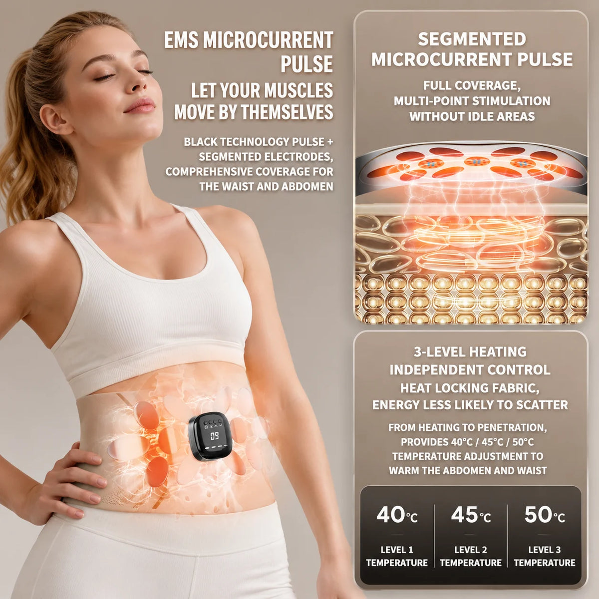 Jitesy Heated TNS EMS Ab Muscle Stimulator For Fat Loss