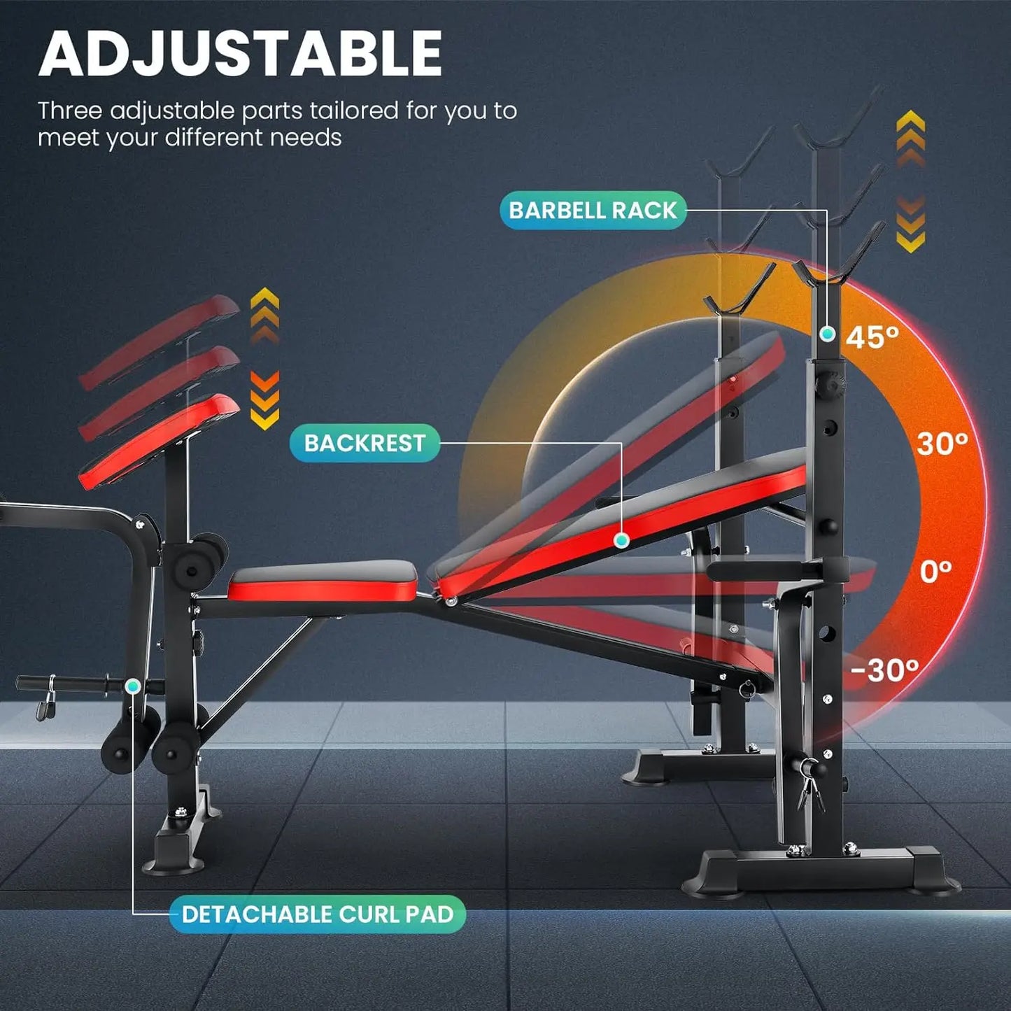 6-In-1 660Lbs Weight Bench Set With Squat Rack Barbell Rack