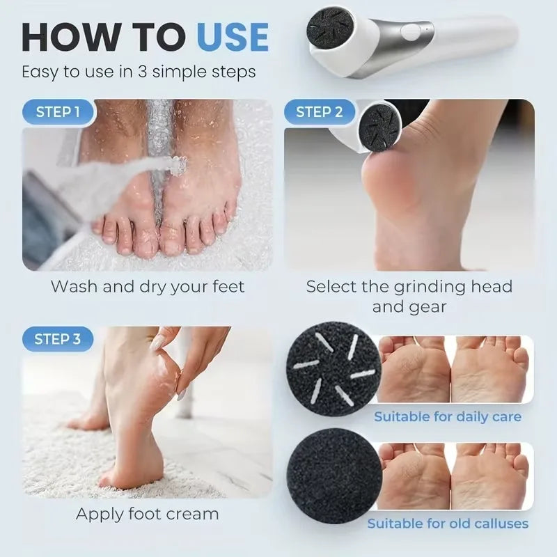 Professional Electric Foot Callus Remover Pedicure Kit With Rechargeable Battery
