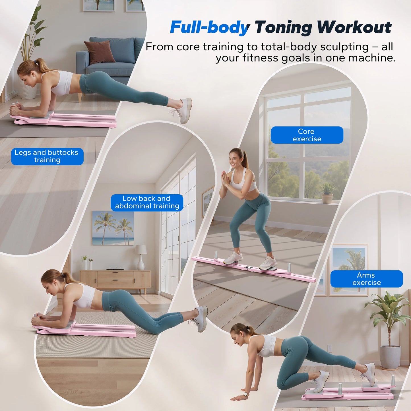 MERACH Portable Pilates Board Multifunctional Ab Trainer Anti Slip