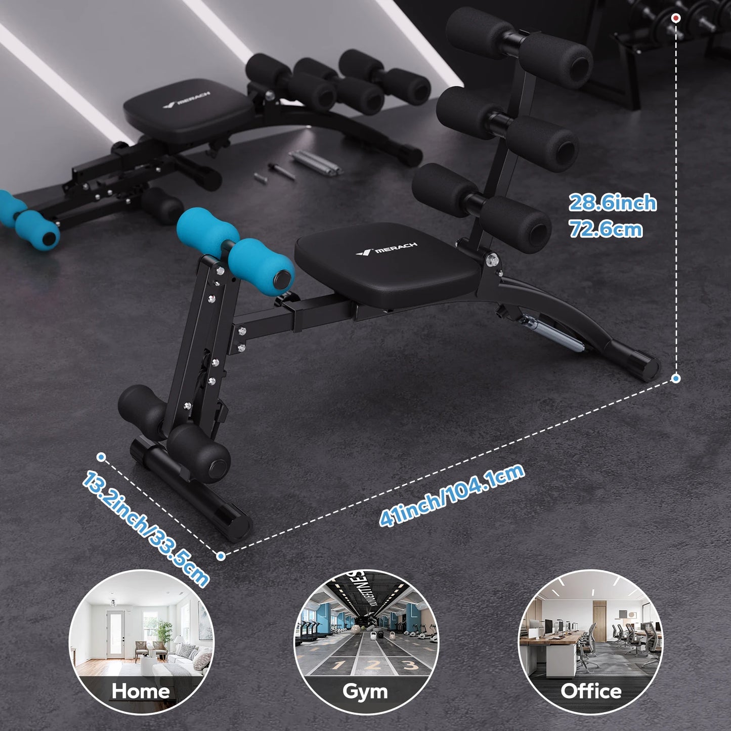 MERACH Ab Machine Sit Up Trainer Bench Multifunctional