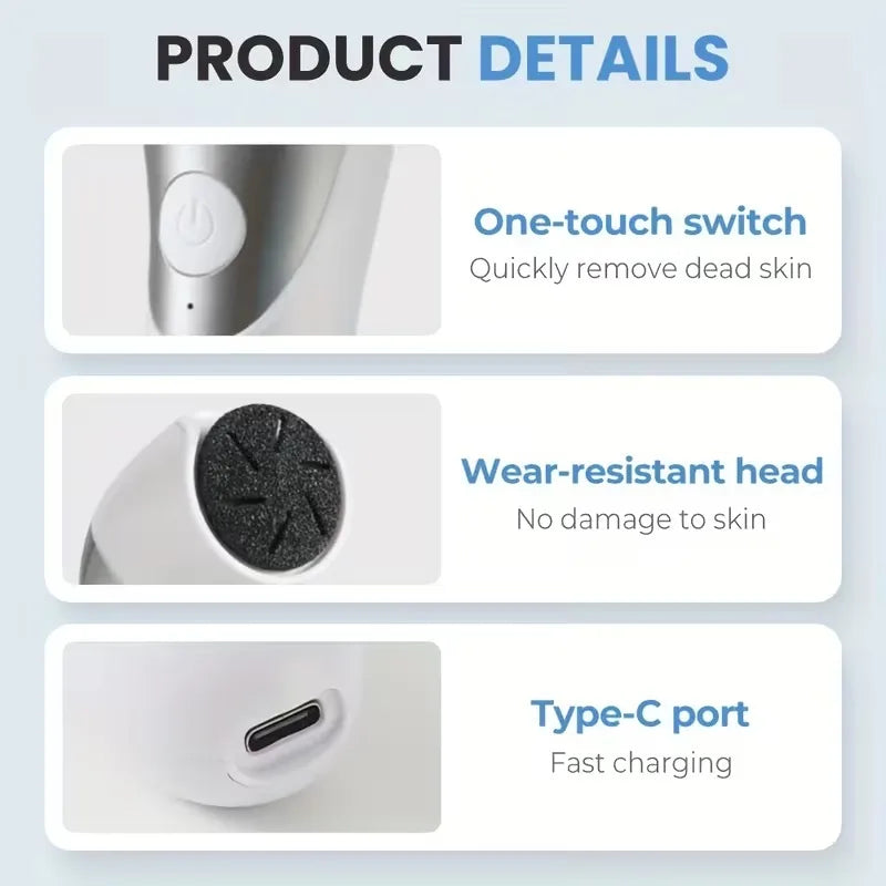 Professional Electric Foot Callus Remover Pedicure Kit With Rechargeable Battery