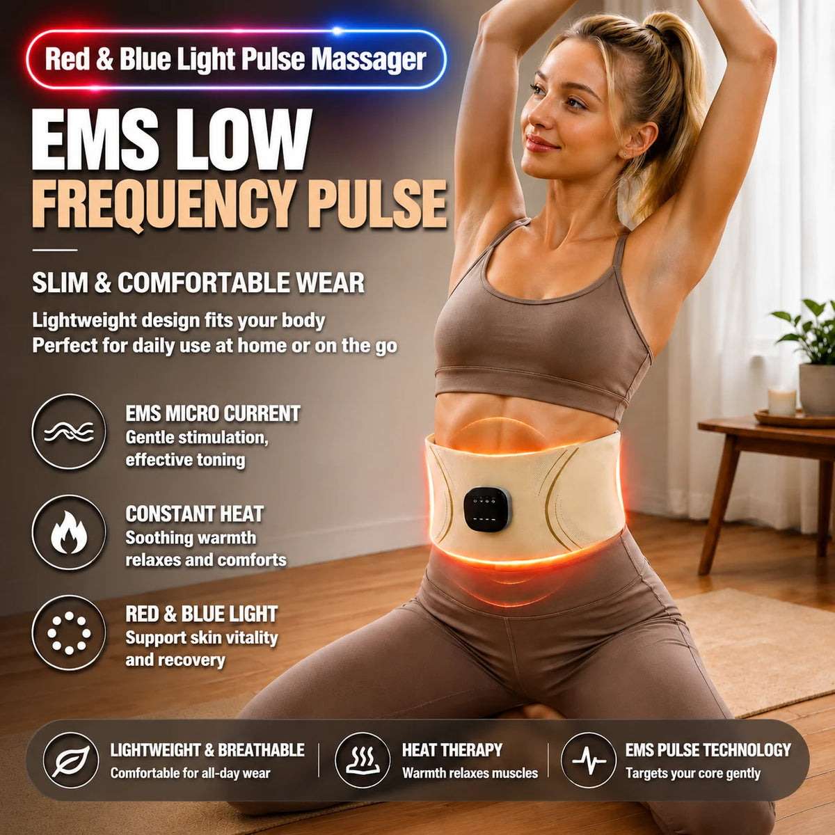 Jitesy Heated TNS EMS Ab Muscle Stimulator For Fat Loss