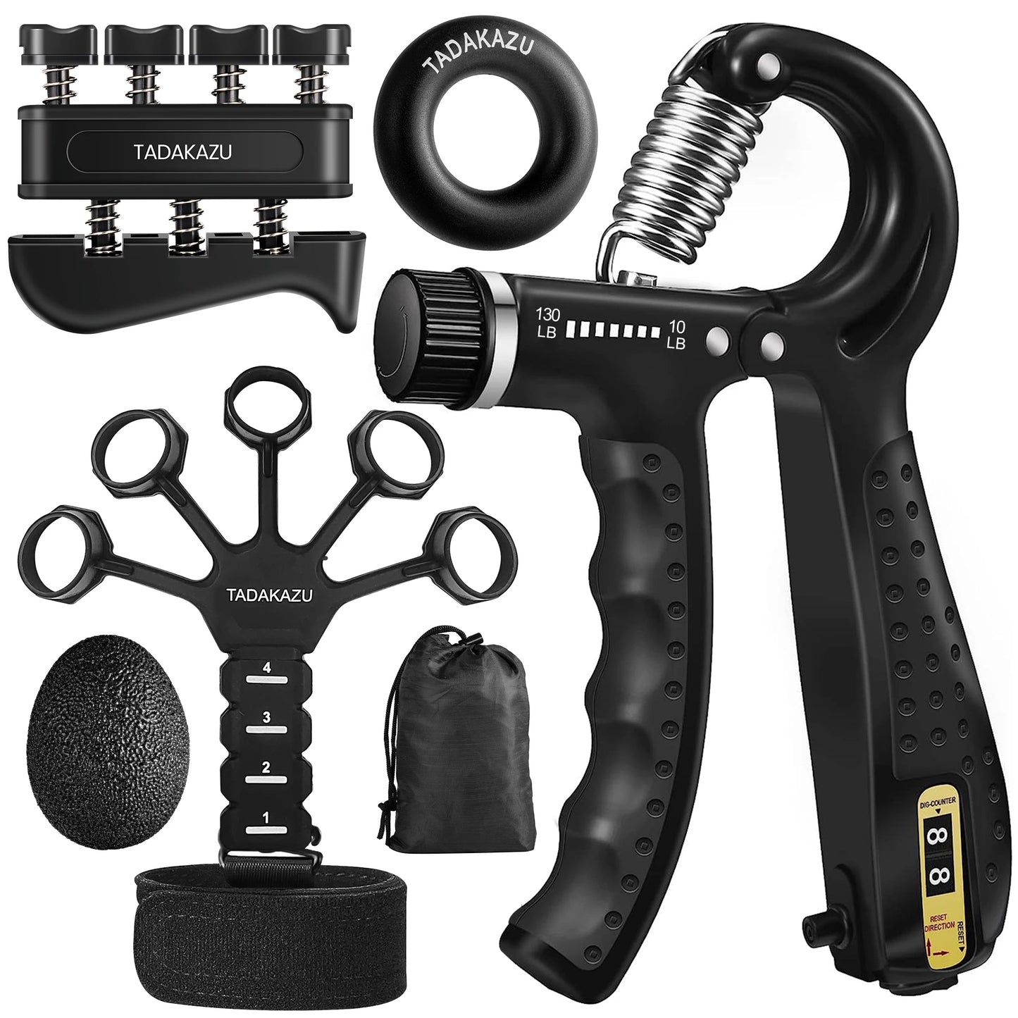 None Grip Trainer Kit Adjustable Hand Gripper Finger Stress Ball