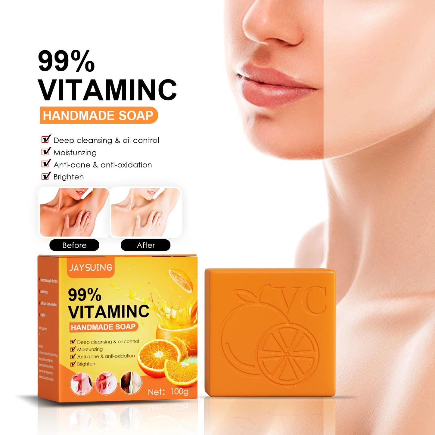 Jaysuing Vitamin C Whitening Soap Bar For Face And Body