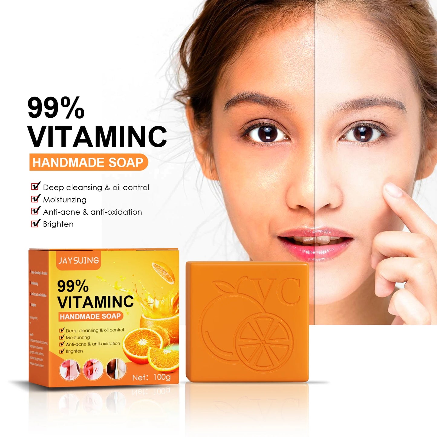 Jaysuing Vitamin C Whitening Soap Bar For Face And Body