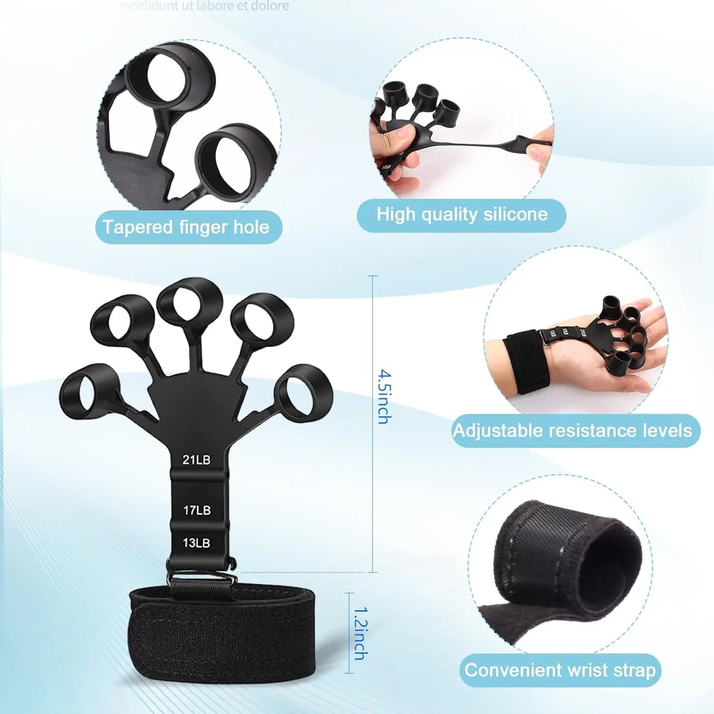 None Grip Trainer Kit Adjustable Hand Gripper Finger Stress Ball