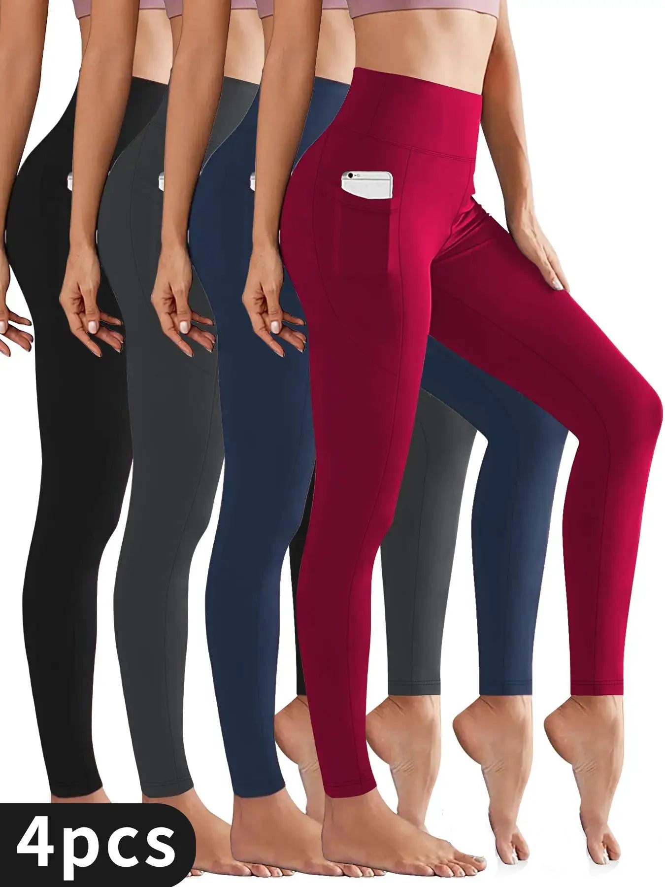 Fleece Lined High Waist Yoga Pants With Side Pockets