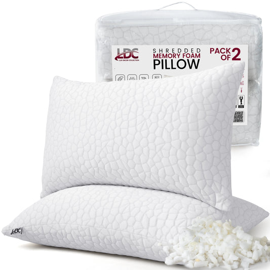Lux Decor Memory Foam Pillows 2 Pack With Washable Cover