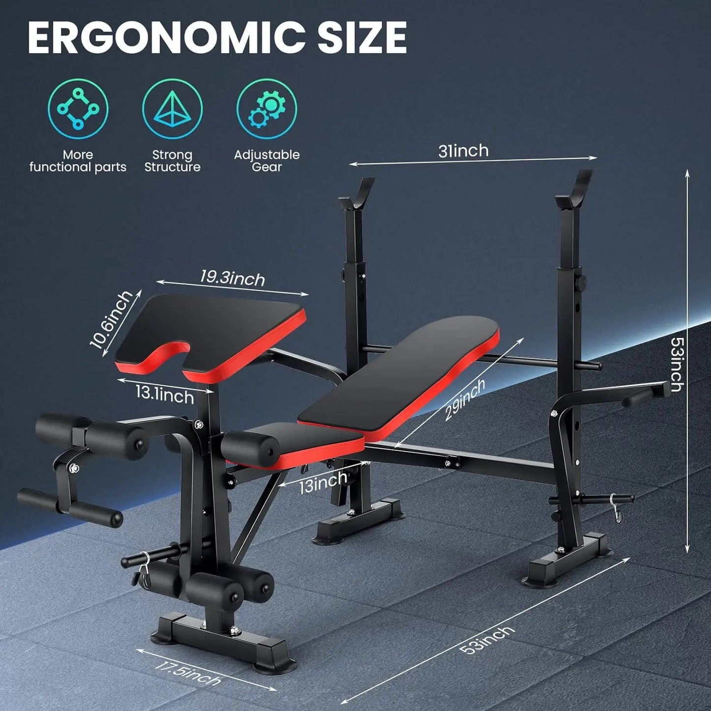 6-In-1 660Lbs Weight Bench Set With Squat Rack Barbell Rack