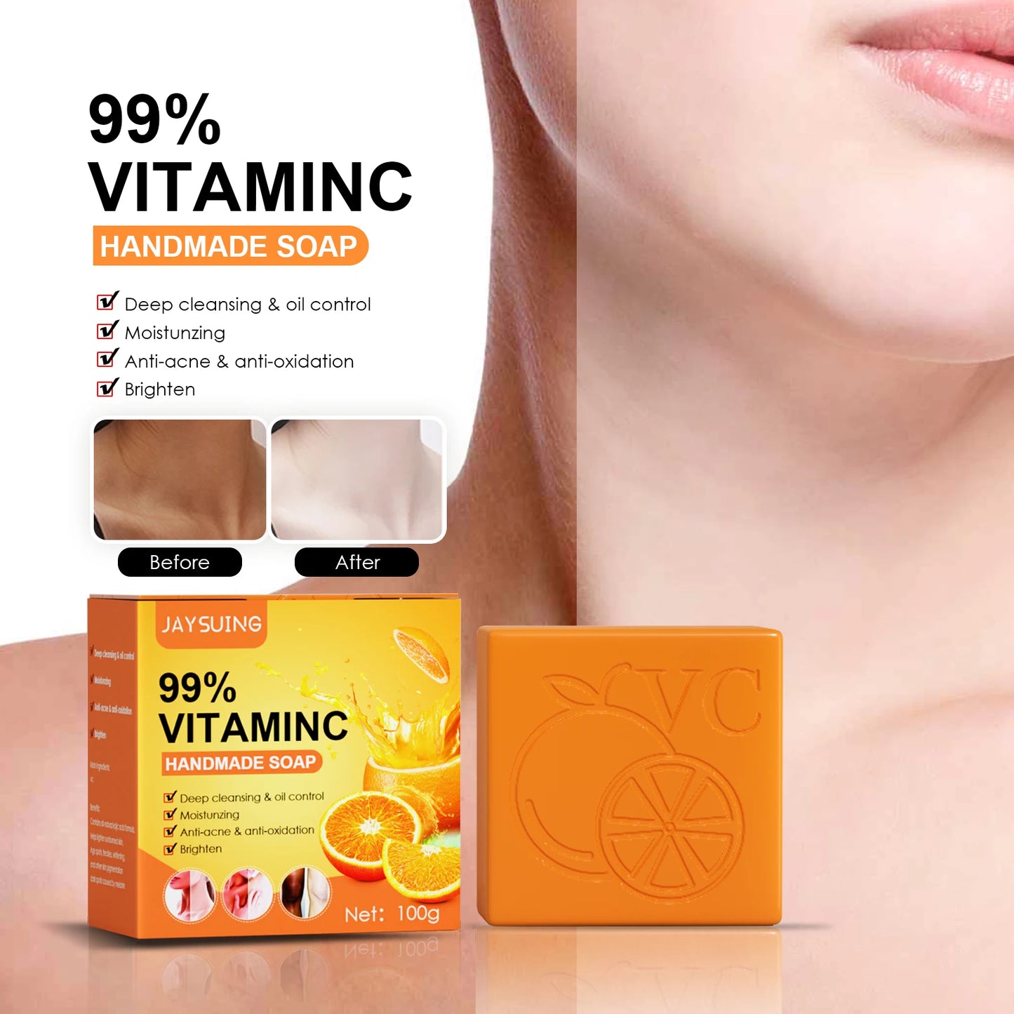 Jaysuing Vitamin C Whitening Soap Bar For Face And Body