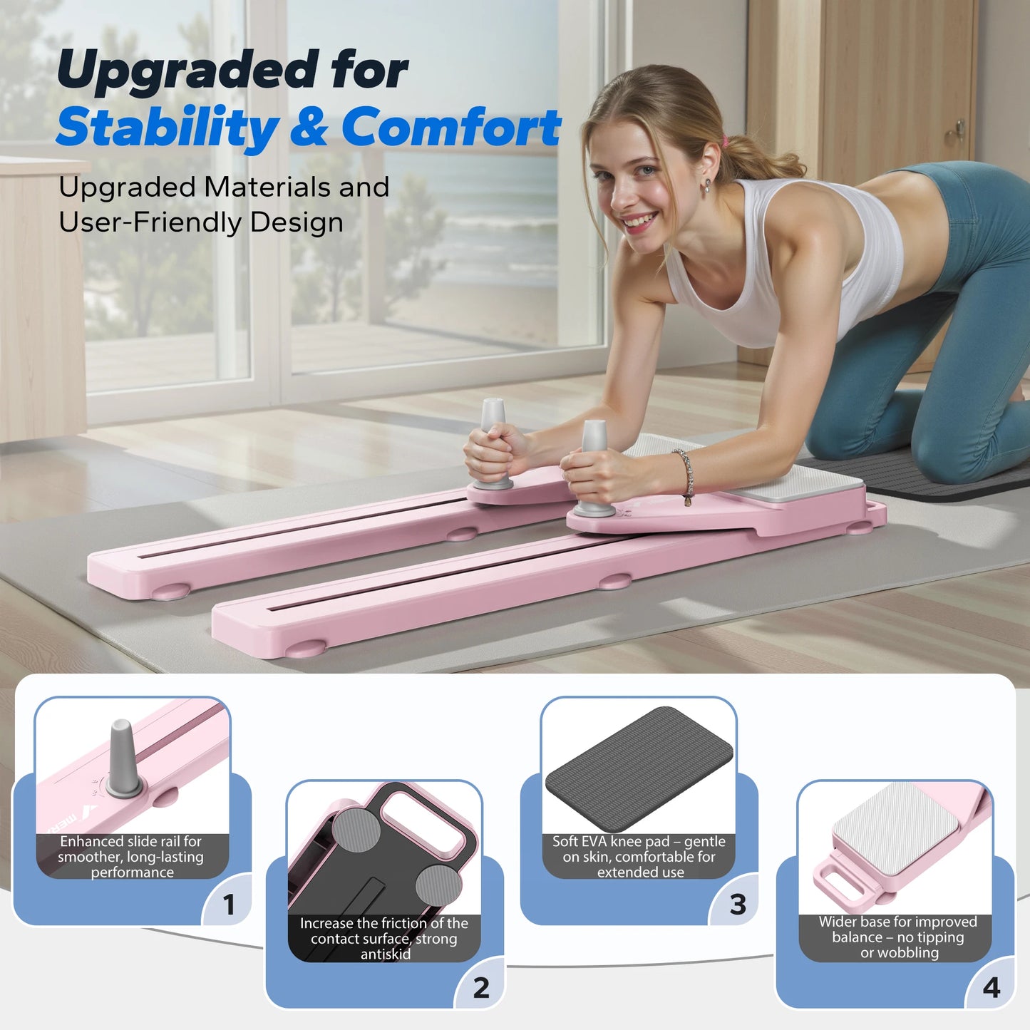 MERACH Portable Pilates Board Multifunctional Ab Trainer Anti Slip
