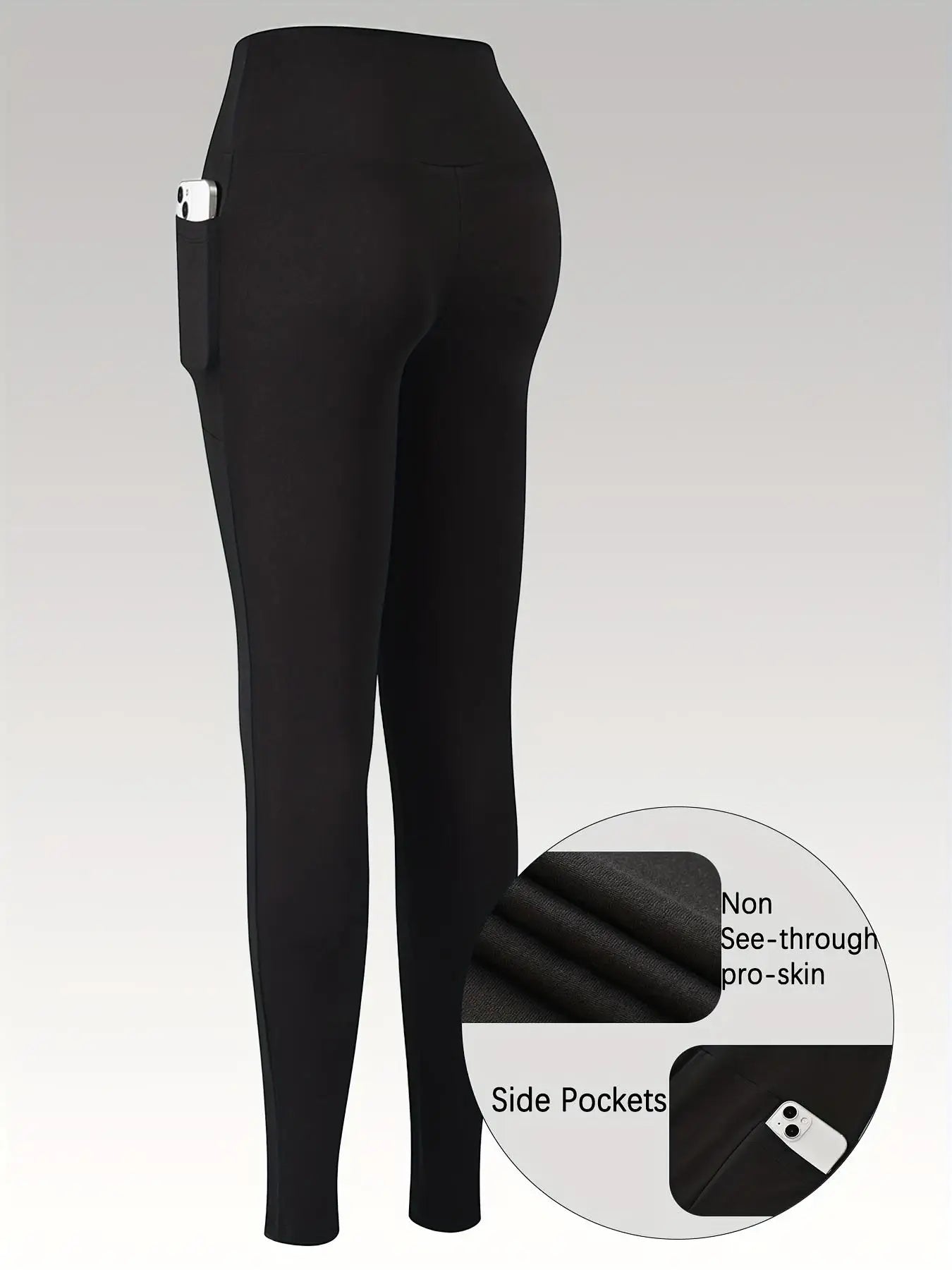Fleece Lined High Waist Yoga Pants With Side Pockets
