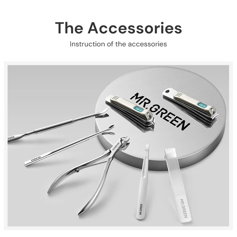 MR.GREEN 7-In-1 Manicure Set Stainless Steel Nail Tools Case