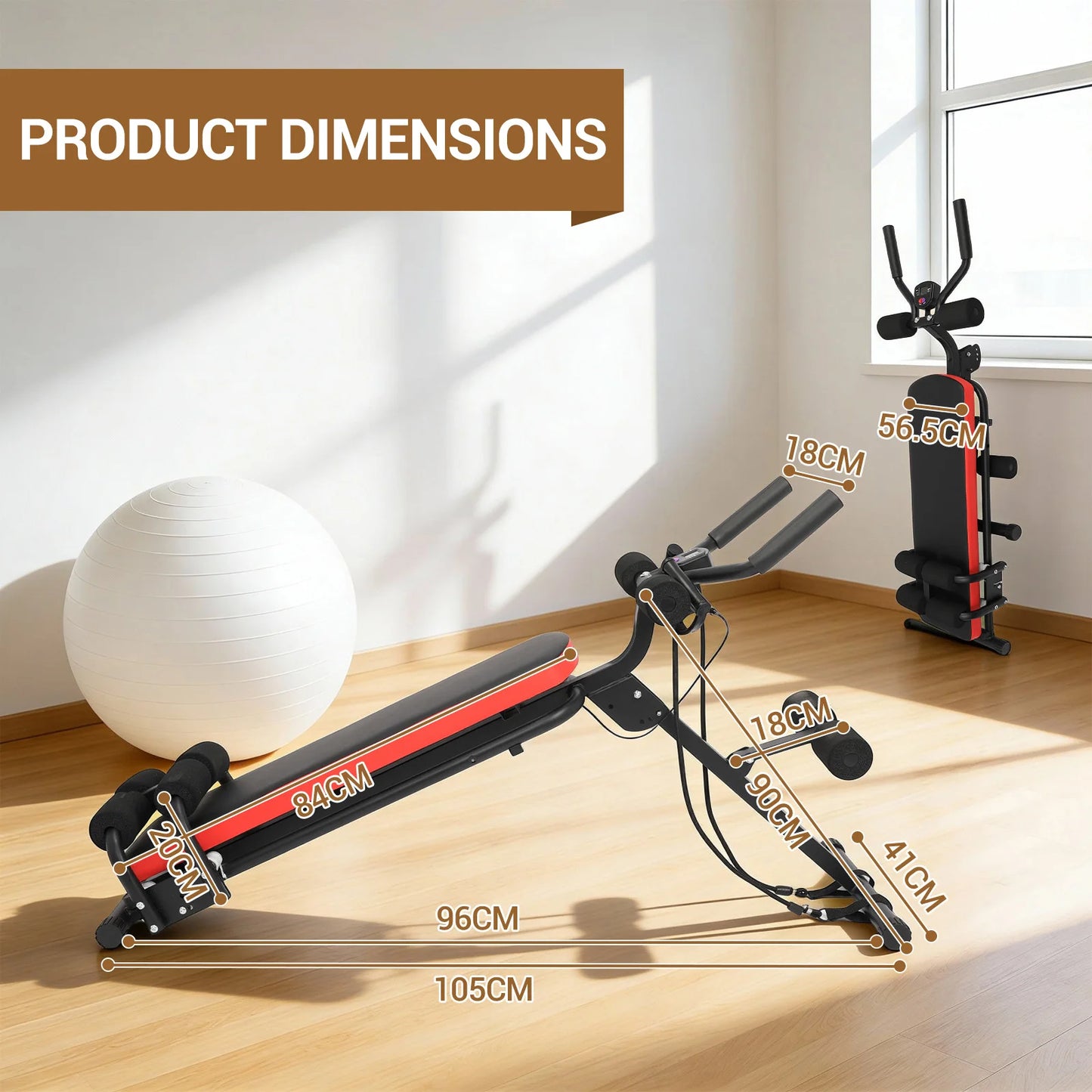 HiMISS 2 In 1 Ab Bench Glider With LCD Display