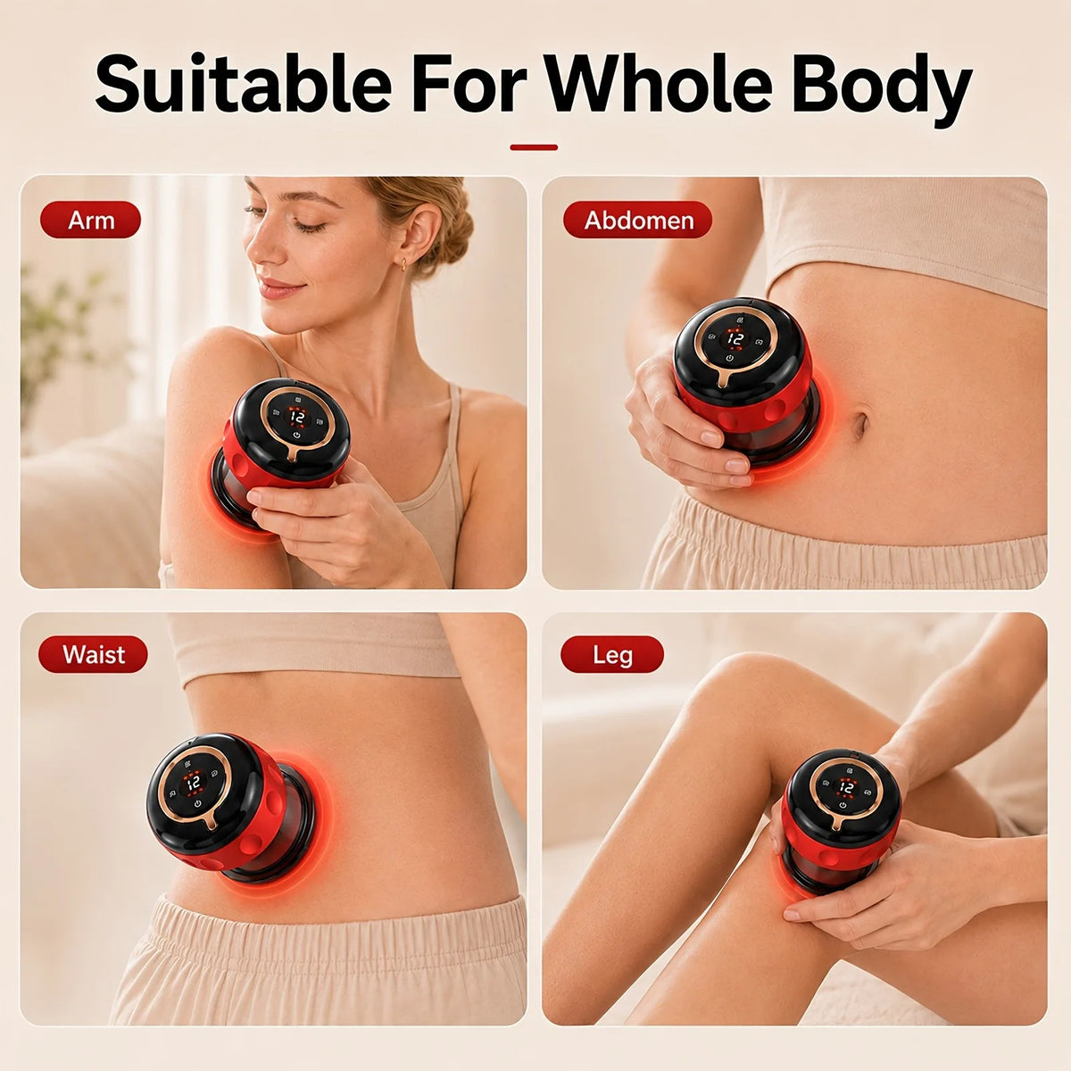 Jitesy Electric Cupping Massager Microcurrent Heat Smart Suction Pain Relief