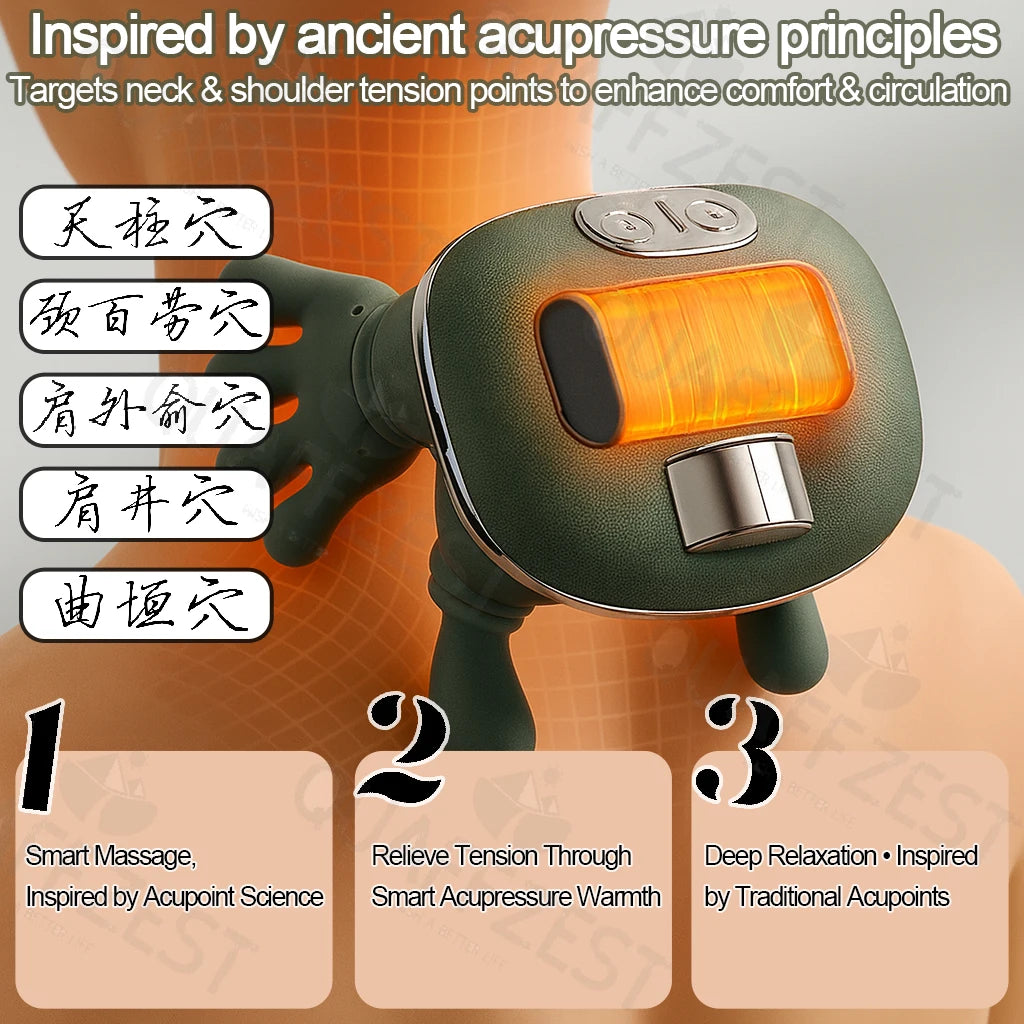 Wireless Neck And Shoulder Kneading Massager With Brushless Motor