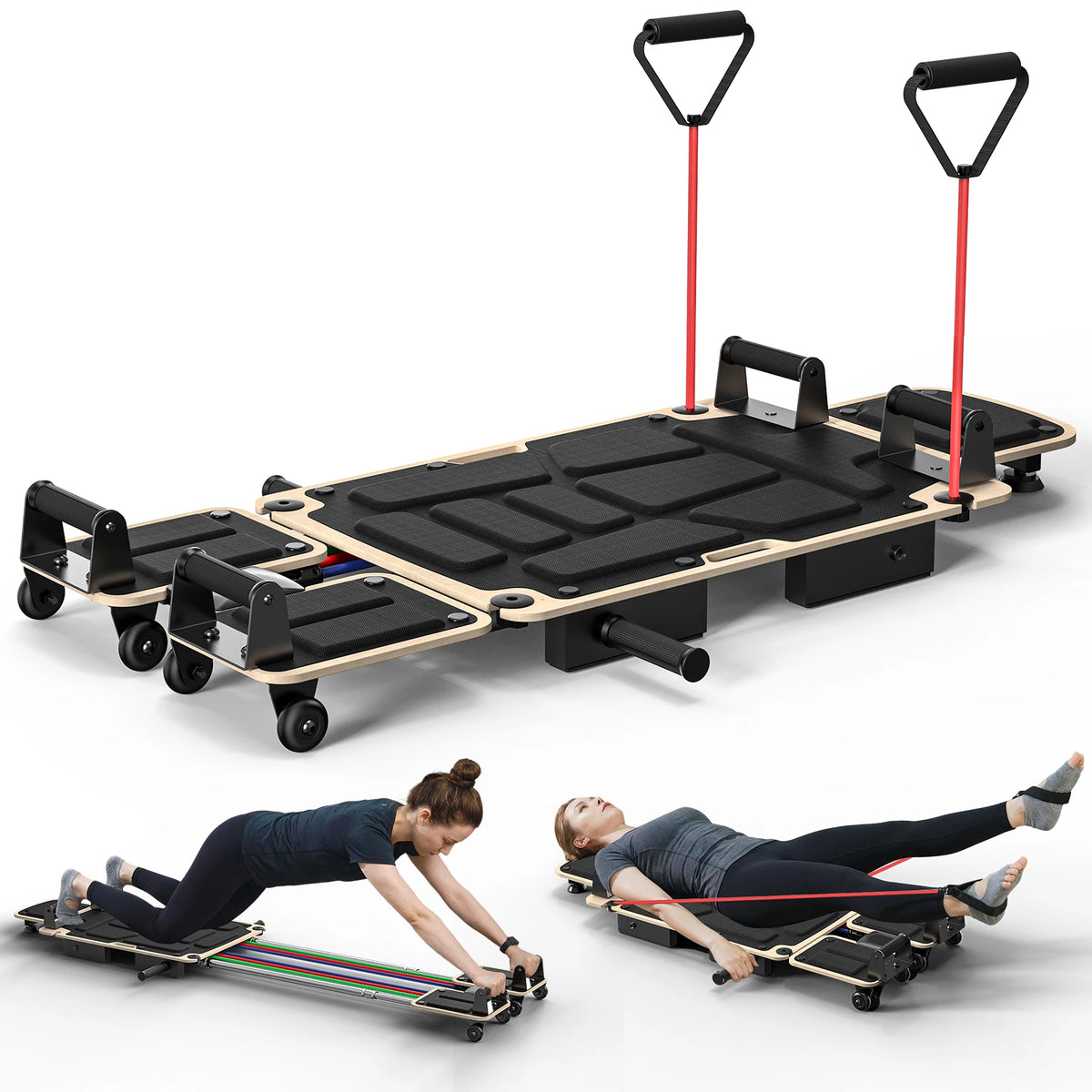 Foldable Five In One Pilates Reformer With Dual Foot Pads