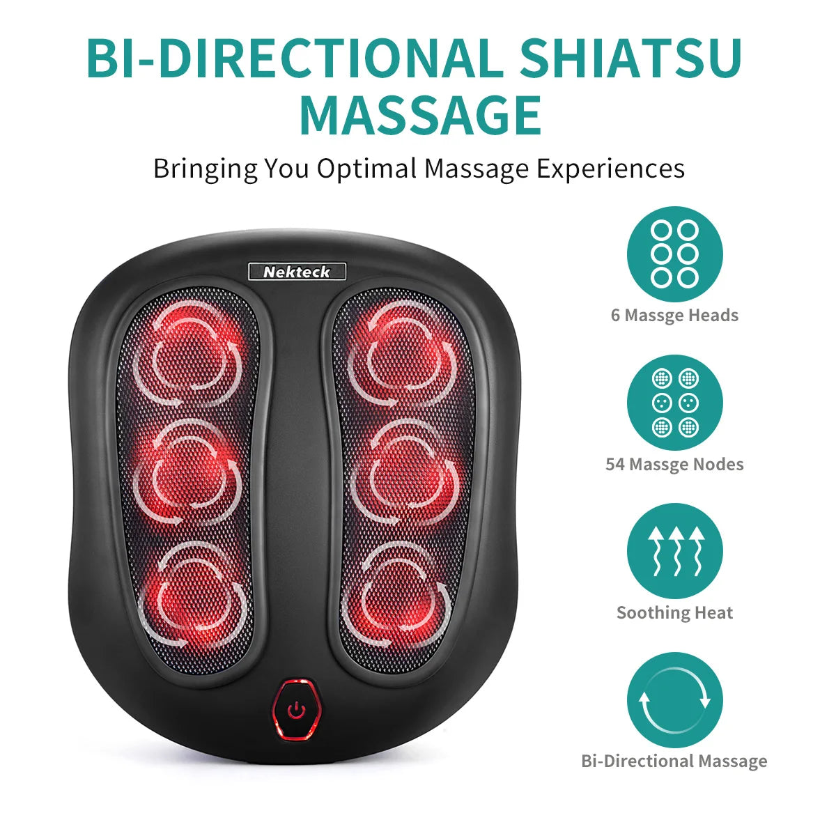 Nekteck Foot Massager With Heat Shiatsu Kneading Relief