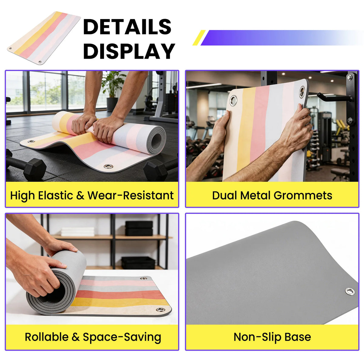 Non Slip Foldable Hanging Fitness Mat For Home Gym Workouts