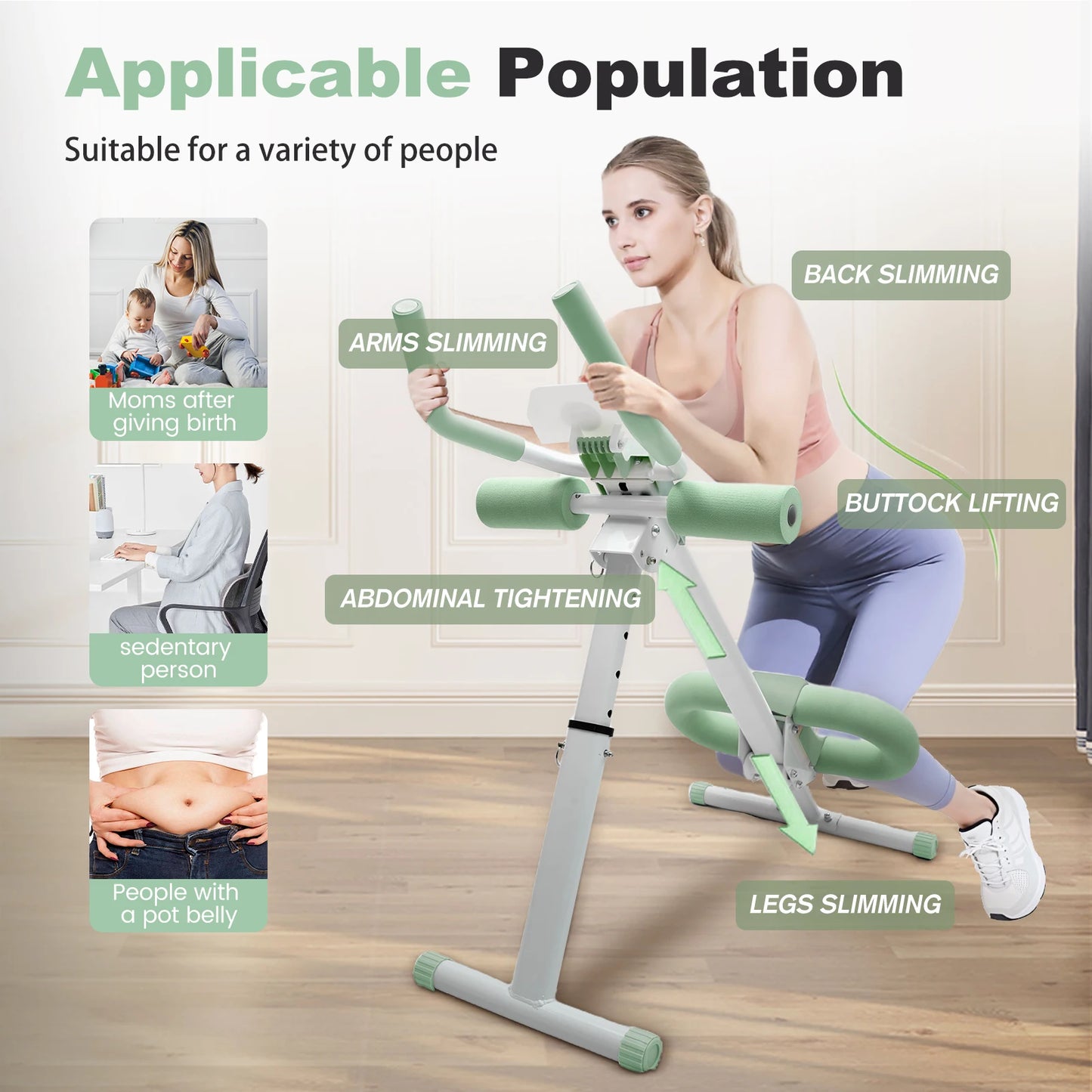 Folding Abdominal Crunch Machine For Home Gym With Resistance Bands
