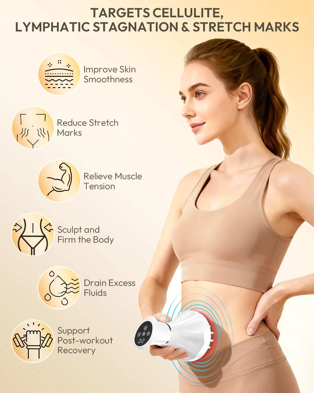 Lymphatic Drainage Massager Anti-Cellulite Tool With Heat Vibration