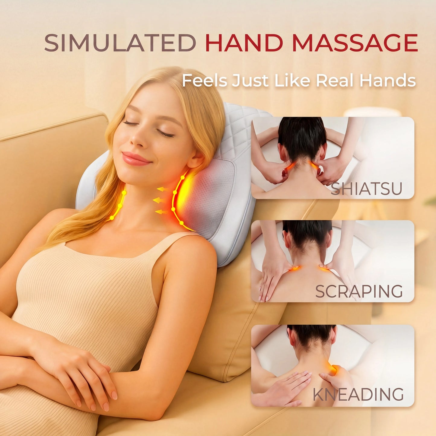 HIMOU Back Massager With Heat 3D Kneading For Neck Shoulder