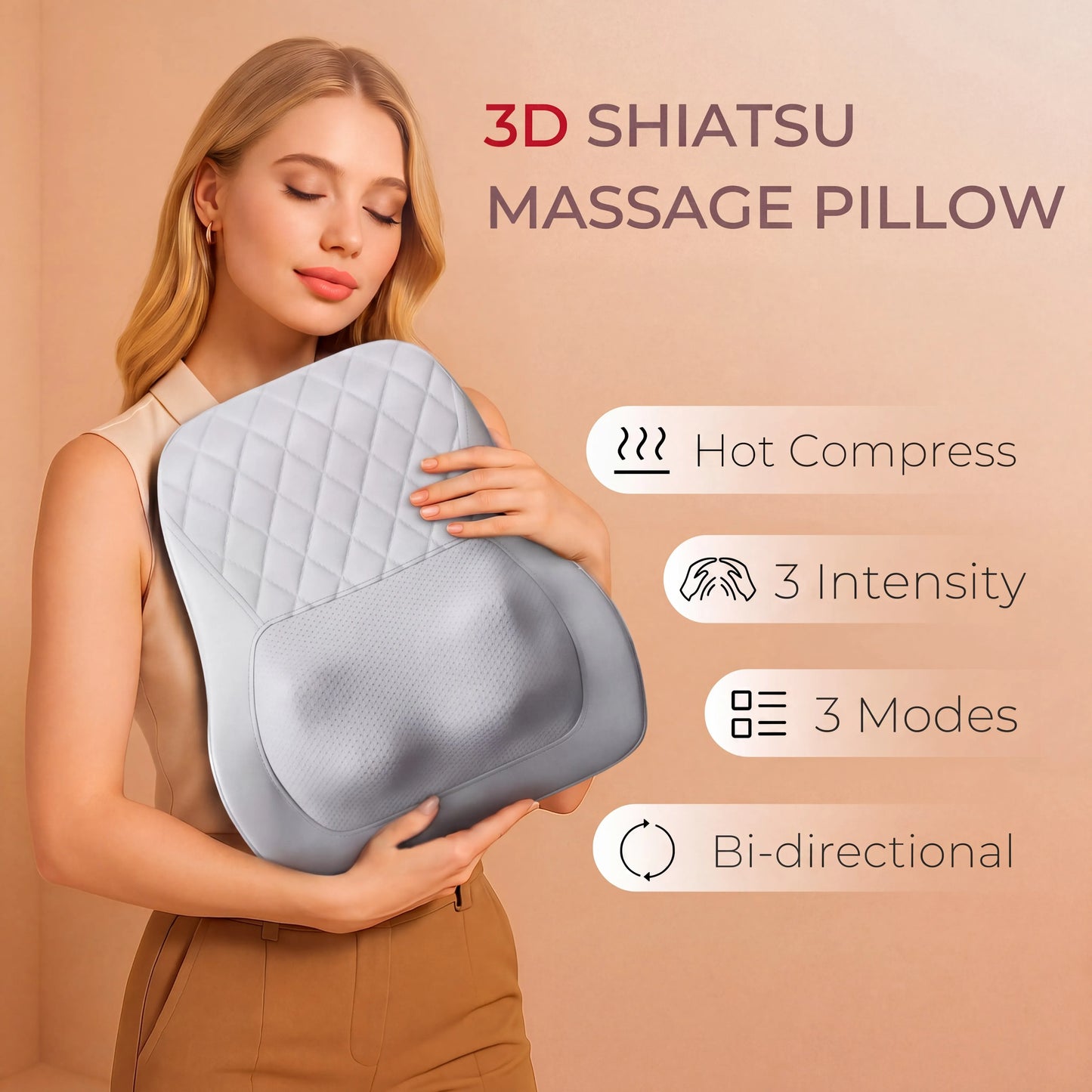 HIMOU Back Massager With Heat 3D Kneading For Neck Shoulder