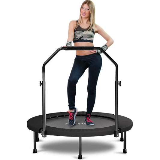 None Rebounder Trampoline Fitness Adjustable U Bar Handle 350 Lbs
