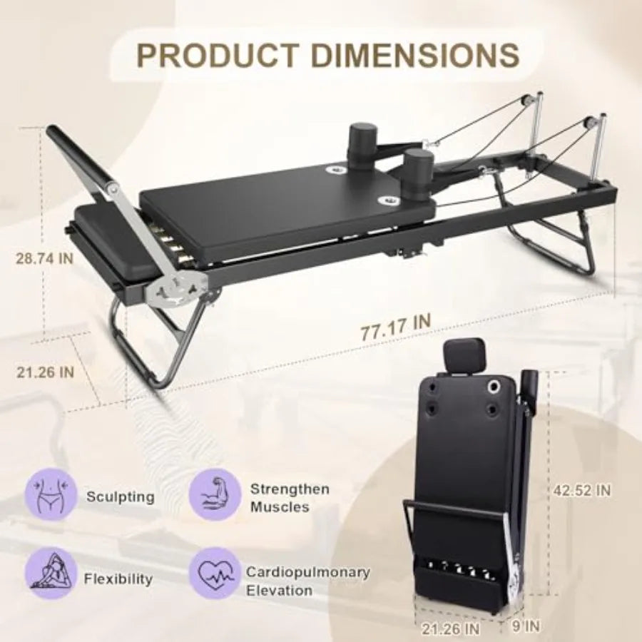 XMSJ Foldable Pilates Reformer for Home Gym Workouts