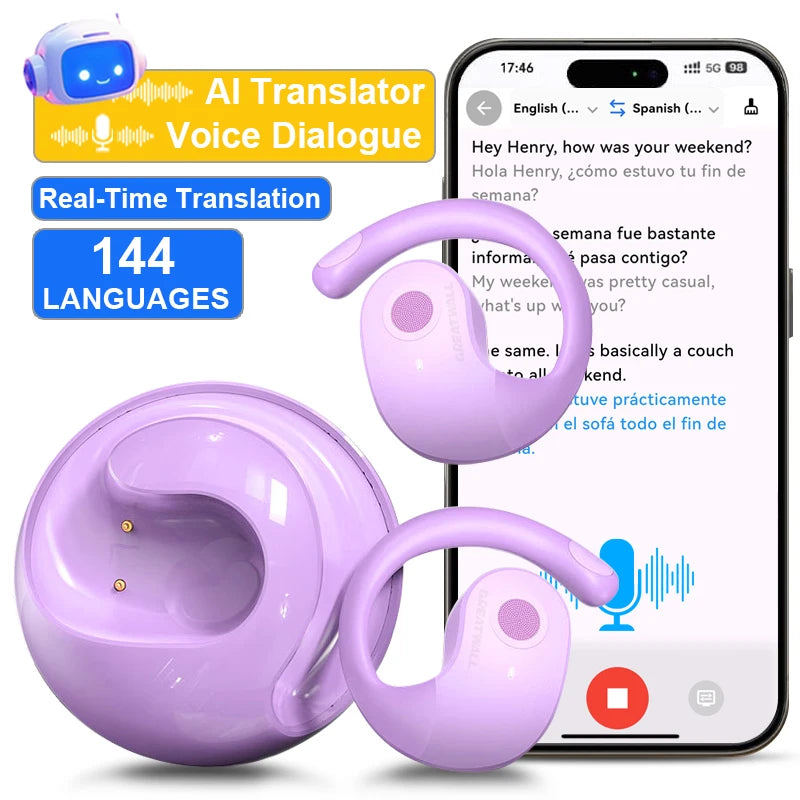 GreatWall Real Time Translation Wireless Earphones With AI Language Support