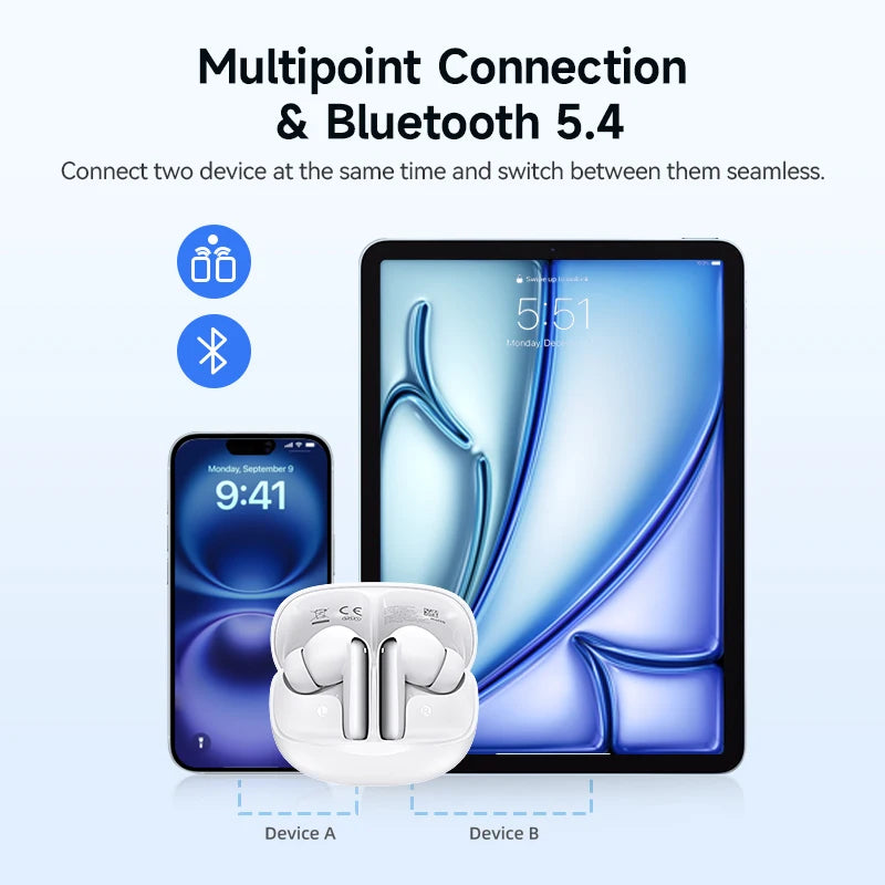 QCY Melobuds N50 ANC Wireless Earphones Bluetooth 5.4 Multi-Point