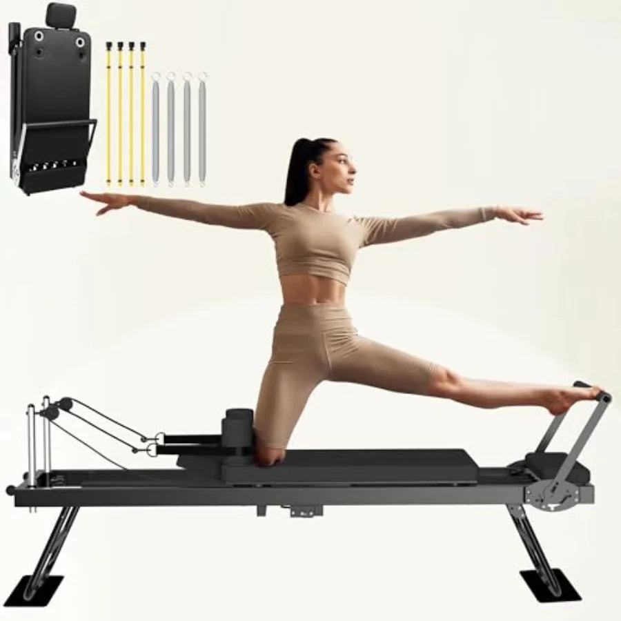 XMSJ Foldable Pilates Reformer for Home Gym Workouts