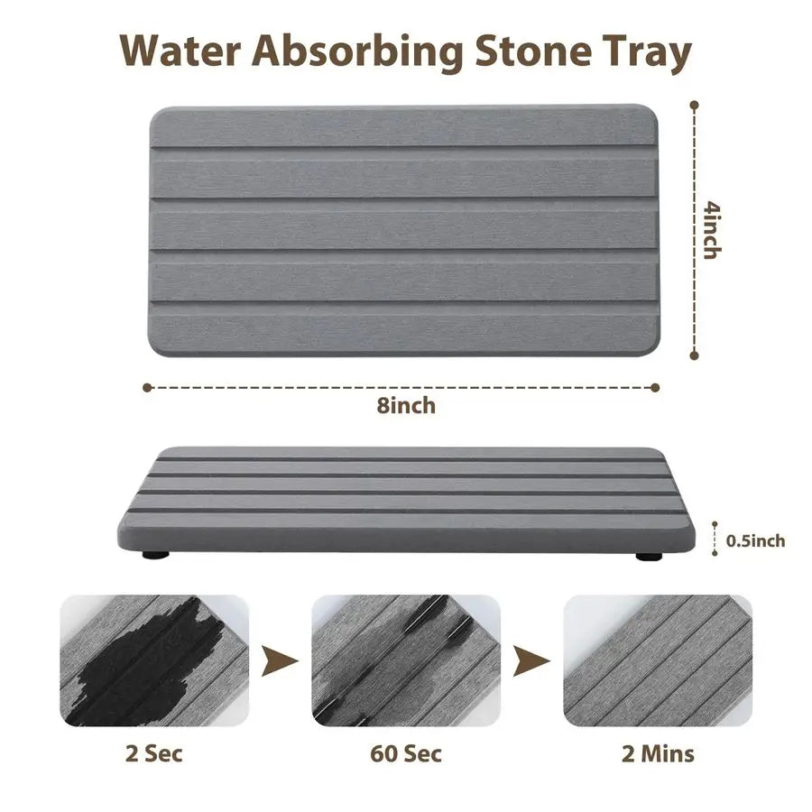 Diatomaceous Earth Bath Mat Set for Bathroom, 2-Piece