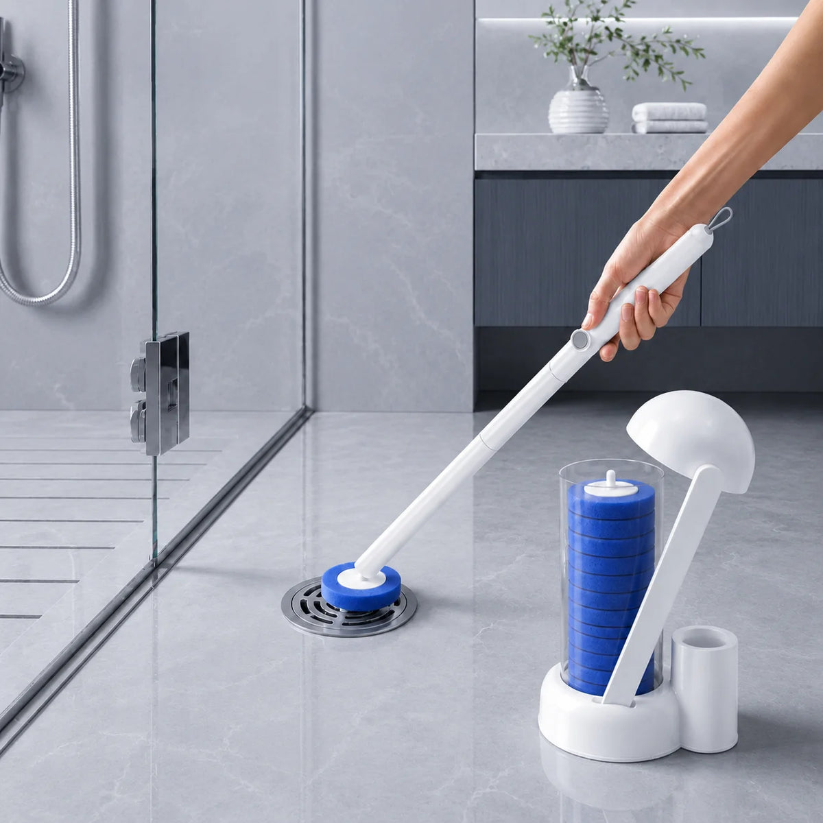 Joybos Touch Free Wall Mount Toilet Cleaning Wand With Pads
