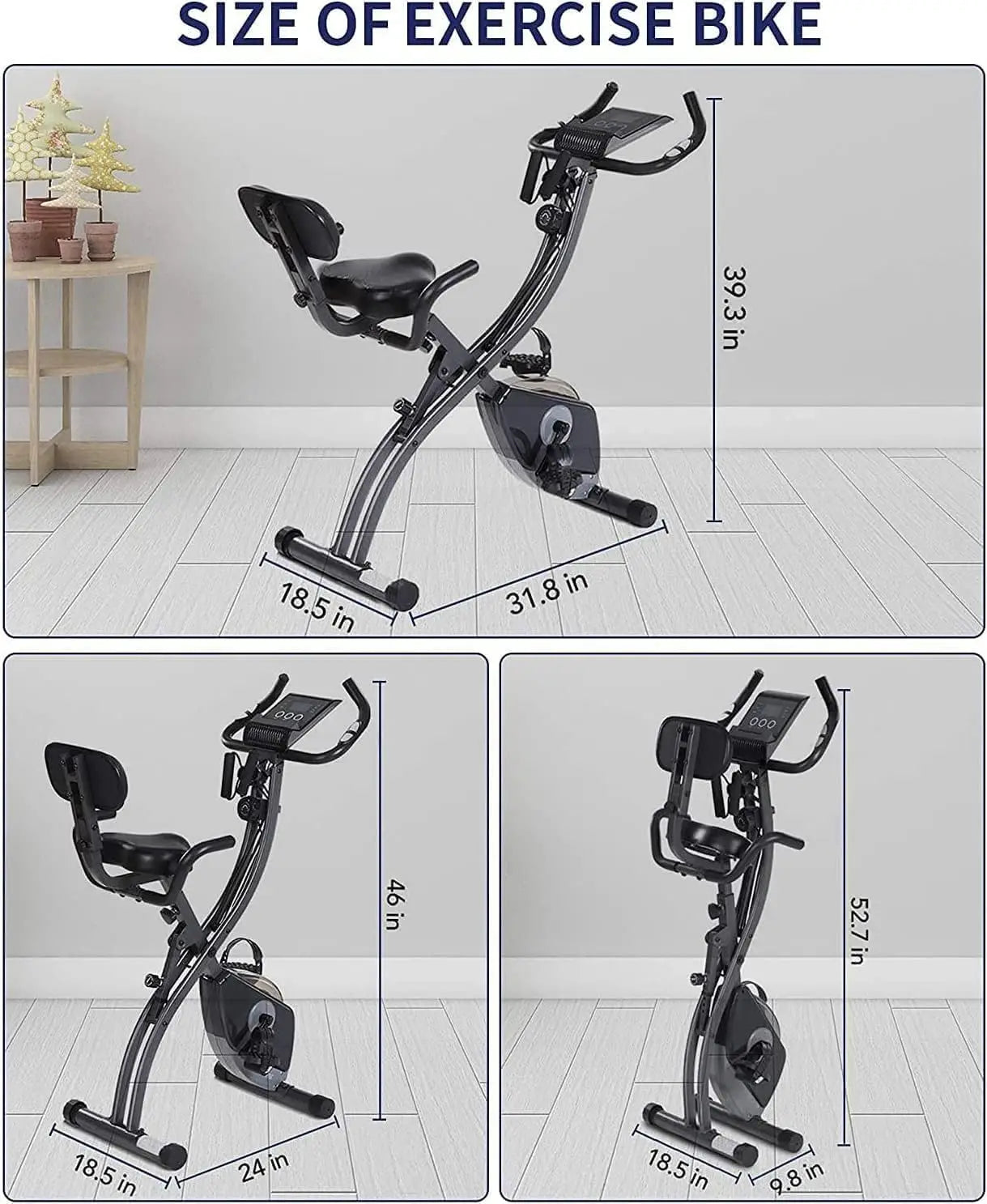Folding Magnetic Upright Exercise Bike With Pulse LCD Monitor