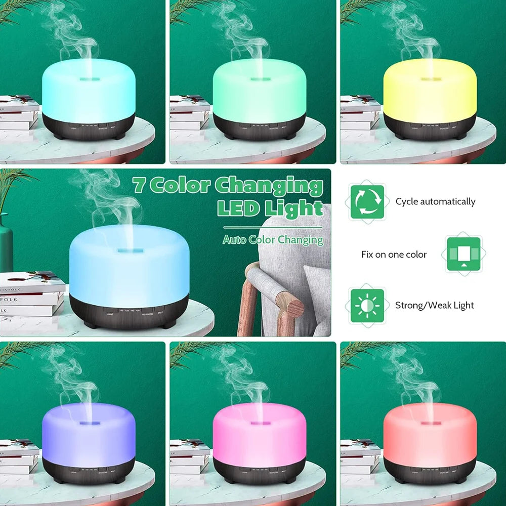 500ml Ultrasonic Essential Oil Diffuser with Remote Control for Large Rooms Quiet Aromatherapy Humidifier for Home Wellness