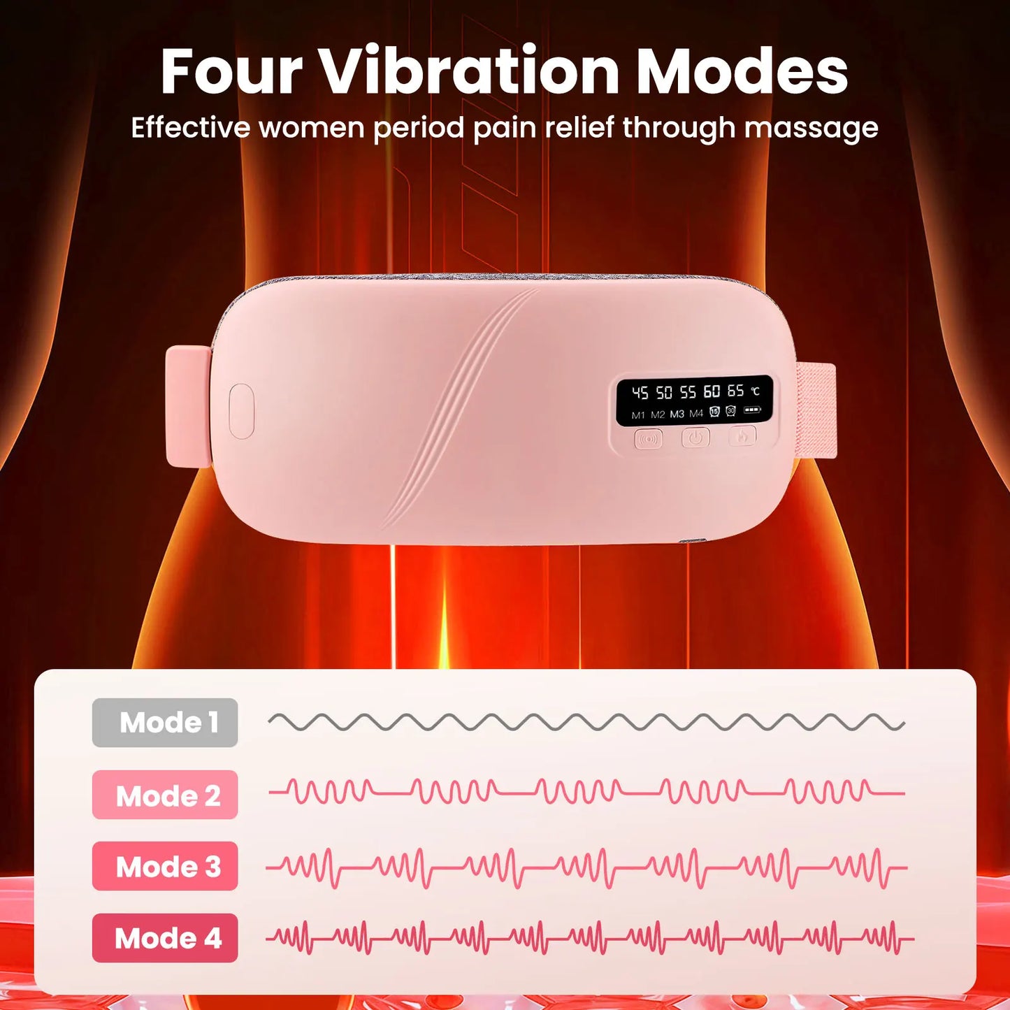 PASTSKY Menstrual Waist Massager Belt With 5 Modes Heating Vibration