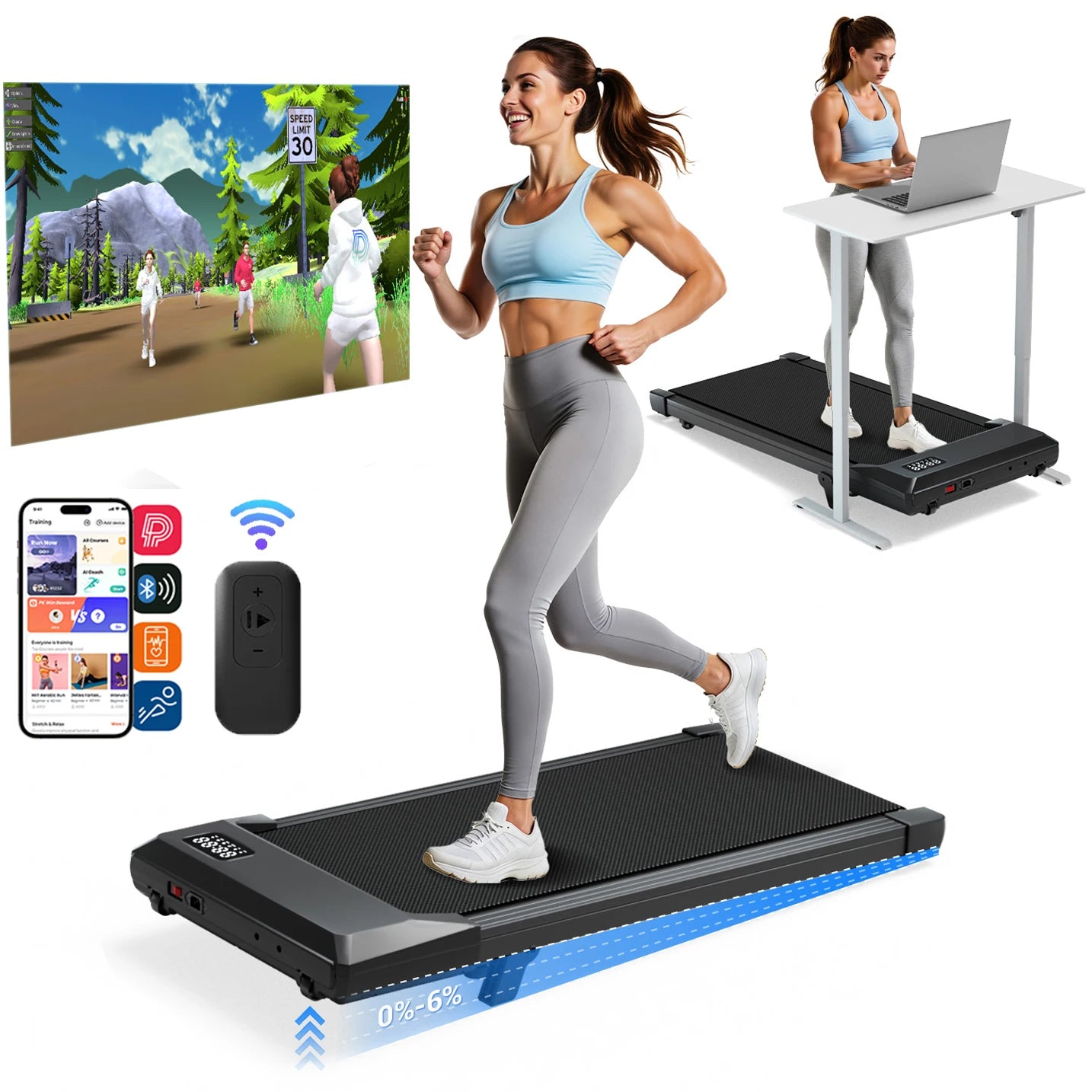 Superun Foldable Under Desk Treadmill 2.5 HP Quiet Walking Pad