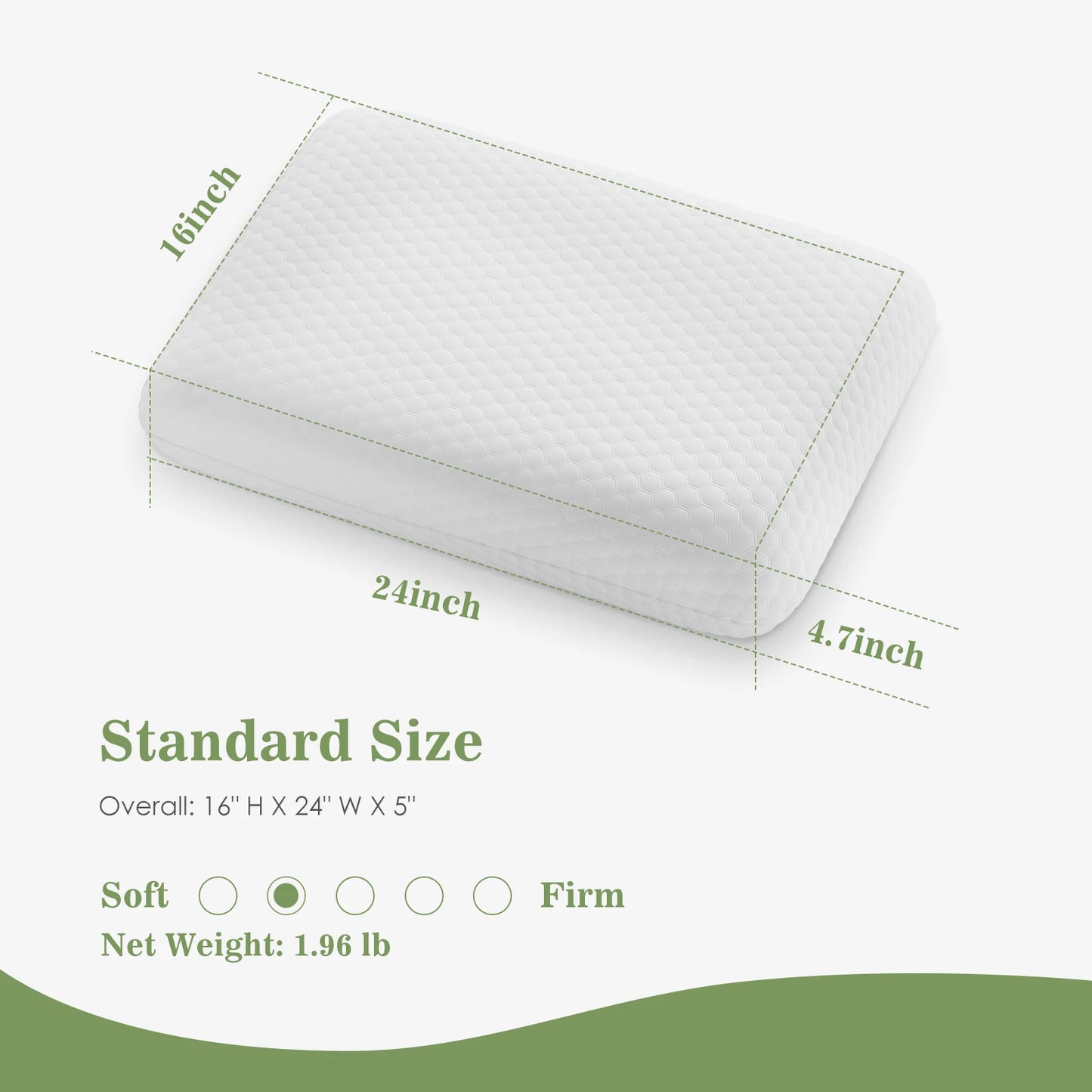 JHK Memory Foam Pillows Neck Support With Ventilated Cover