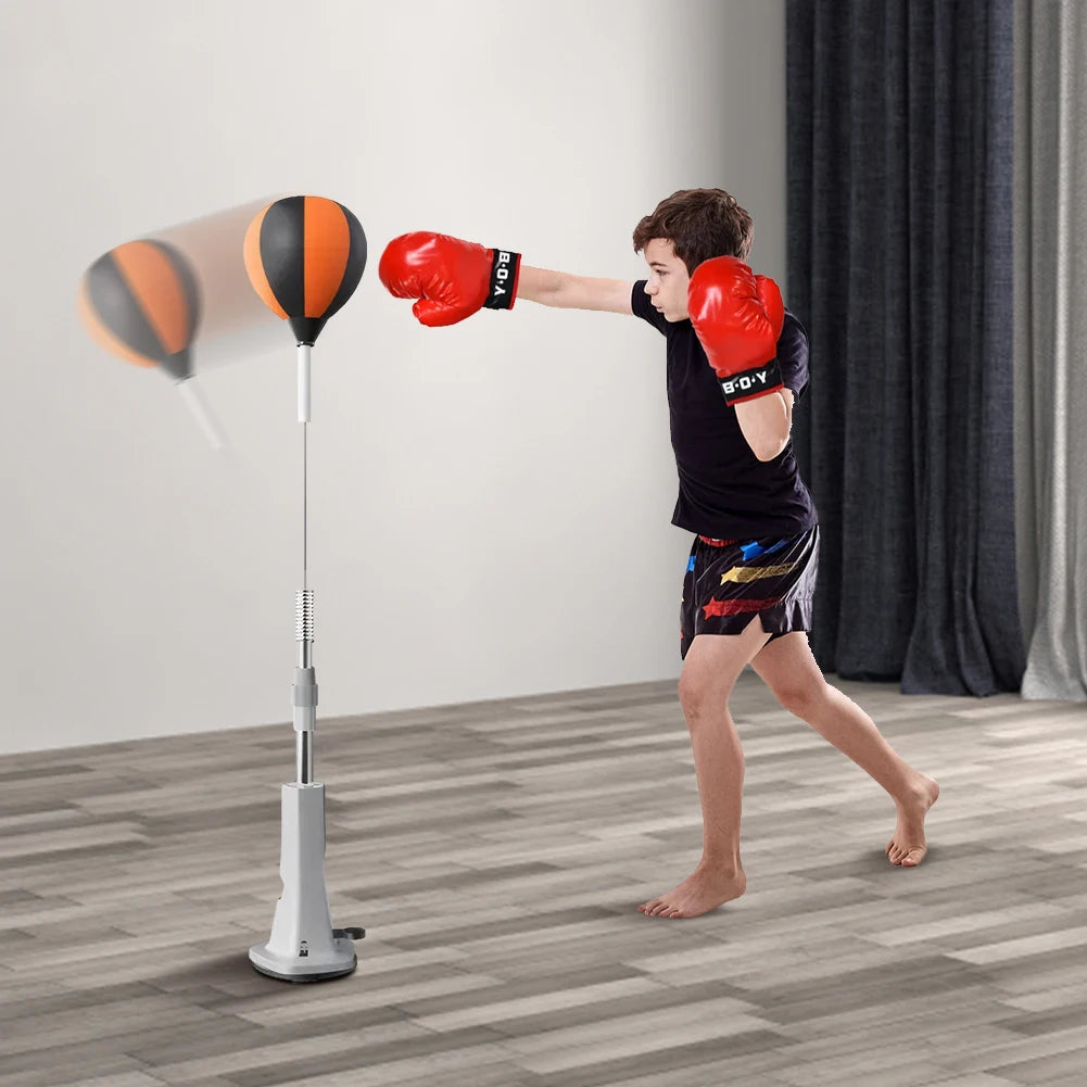 Boxing Punching Bag With Stand Height Adjustable Reflex Ball Set